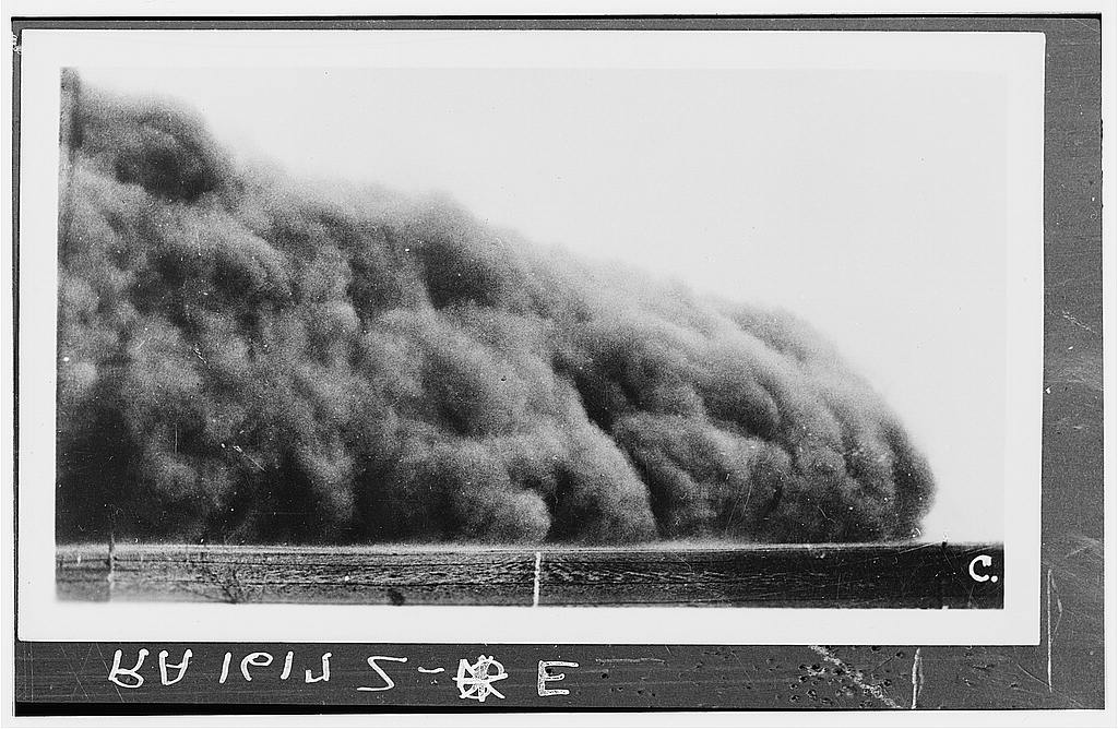 The hybrid character of an approaching dust storm. Prowers County, April 1935.